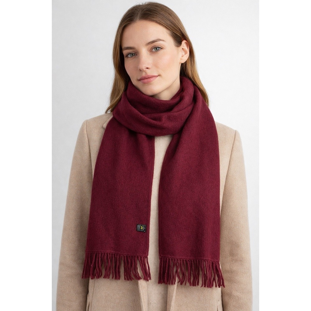 Alpaca Connection Burgundy Alpaca Scarf Fringe Made In Peru Soft Warm